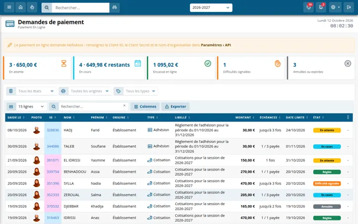 Demandes de paiement